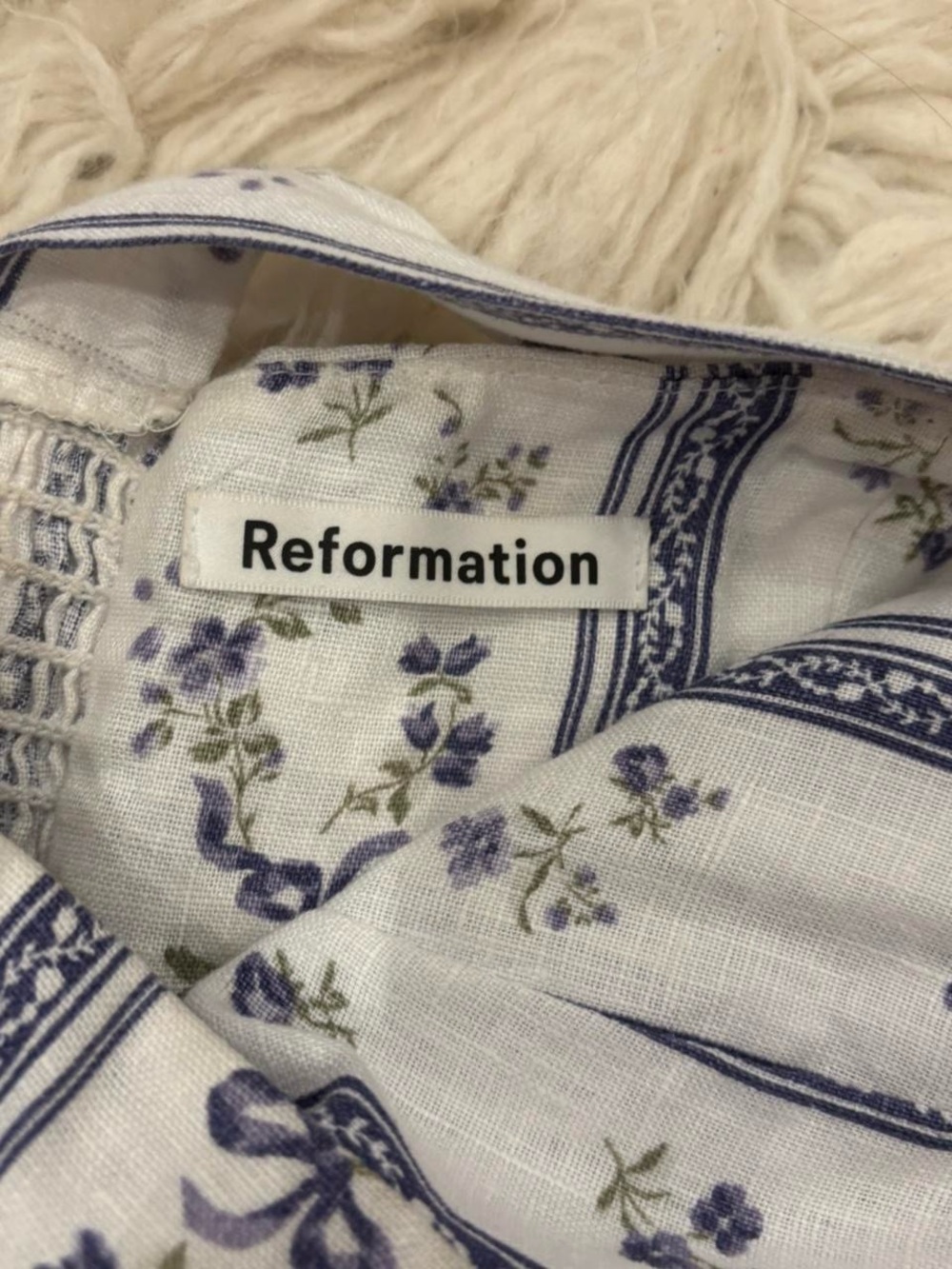 Reformation Brigette Linen dress in Roquefort - Picture 5 of 7